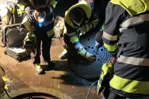 Mit Manneskraft der Feuerwehr und Polizei, Flex und Vaseline konnte das Eichhörnchen befreit werden.